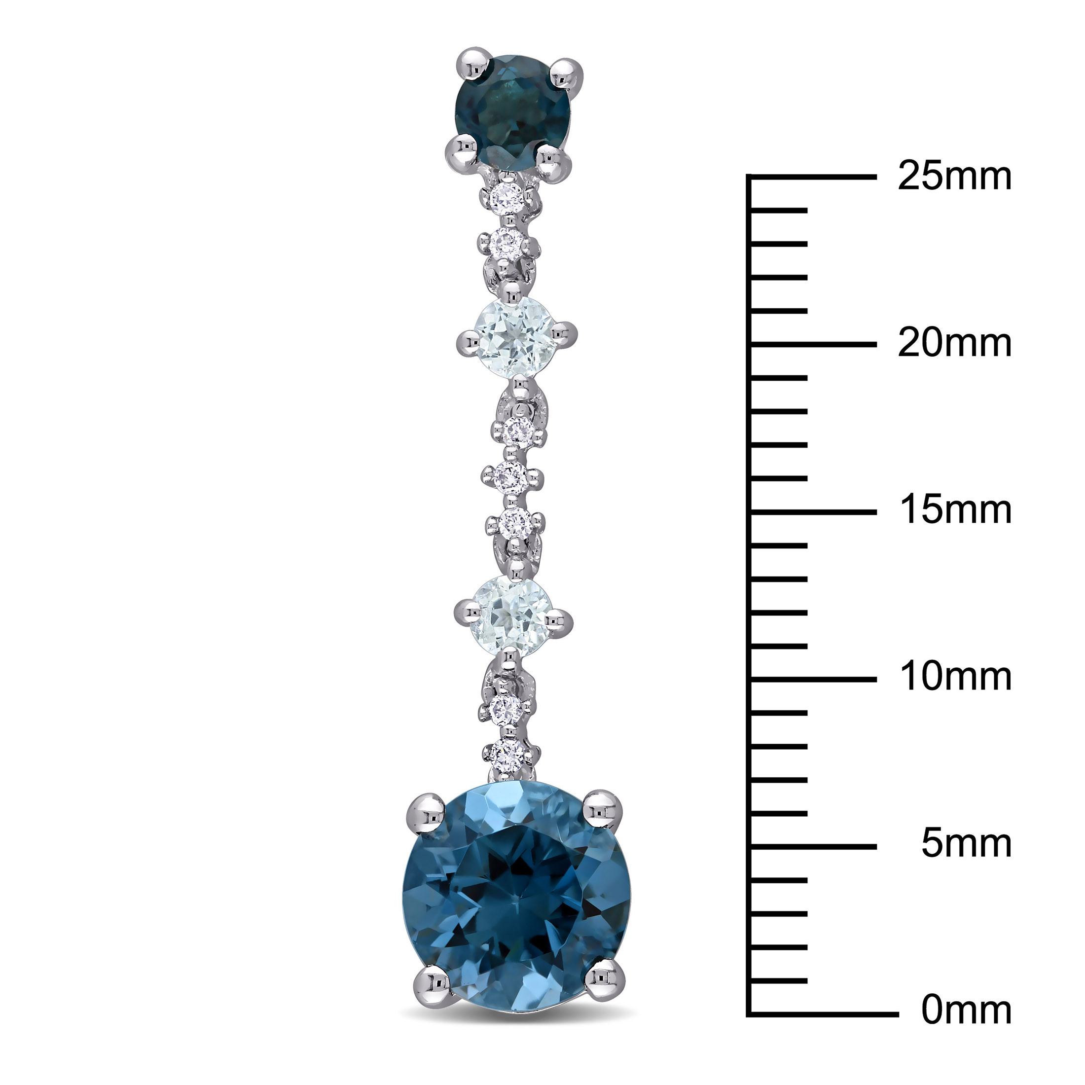 Miabella Women's 4 Carat London Blue Topaz and Diamond Accent 14kt White Gold Dangle Earrings - image 2 of 6