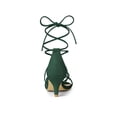 thumbnail image 2 of BLISSFUL STEP Women's Back to School Straps Kitten Heel Lace Up Sandals Green 7, 2 of 7