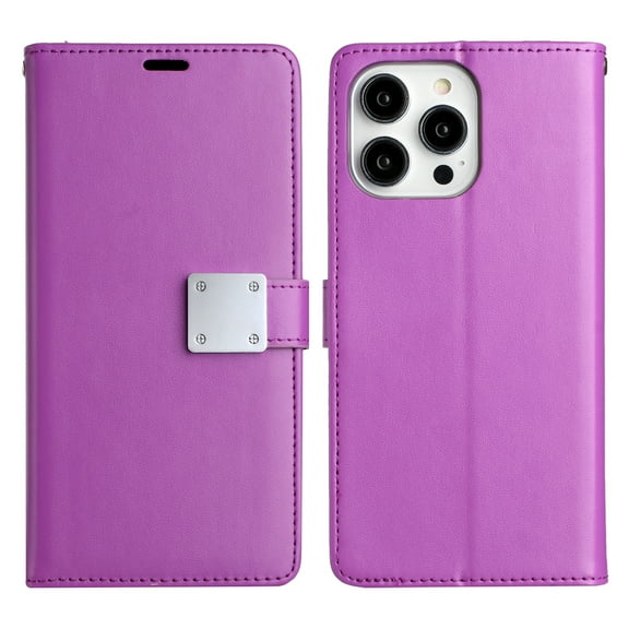 Extra Series Essential Leather Wallet Stand Case for iPhone 14 - Purple