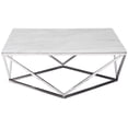 thumbnail image 2 of Meridian Furniture Collection Skyler Table Basse Moderne / Contemporaine avec Dessus en Marbre, Base en Acier Inoxydable et Finition Chrome Poli, 36 Pouces L x 36 Pouces P x 14.5 Pouces H, Chrome, 2 of 2
