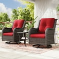 thumbnail image 7 of Meetleisure Outdoor Swivel Rocker Wicker Patio Chairs Sets of 2 With Table, Red, 7 of 7