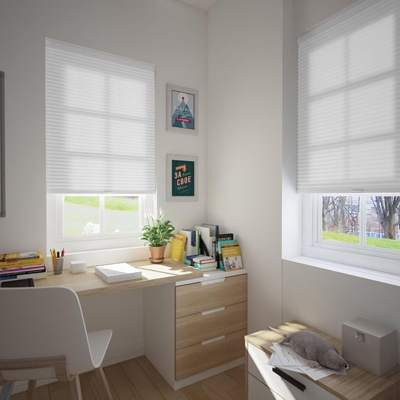 Cellular Shades Light Filtering Cordless Indoor Window Blinds Noise Reducing Heat Blocking Thermal Insulated,  1.5'' Single Cell Pleated for Home, Easy Install, 29" Wx72 H, White