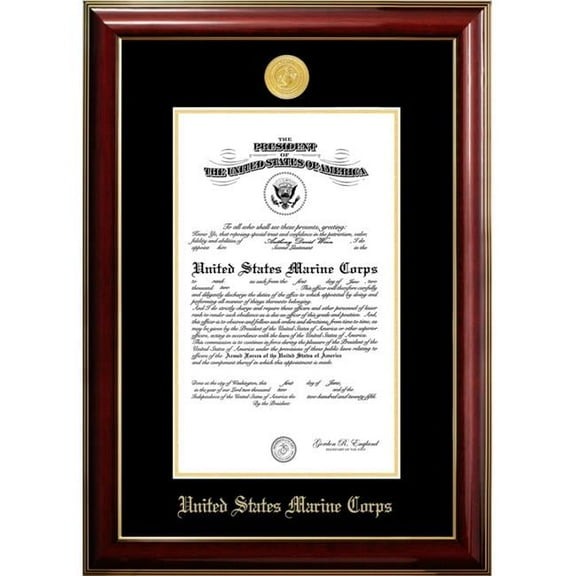 Campus Images MACCL00111x14 11 x 14 in. Patriot Frames Marine Certificate Classic Mahogany Frame with Gold Medallion