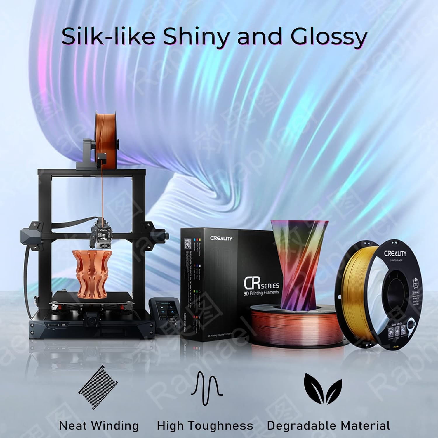 Creality Silk PLA Filament 4-Pack 1.75mm High Gloss 2.2lb Spool Clog-Free Use w Creality Ender CR Series & Most FDM Printer Red Copper 4 Unit per pack