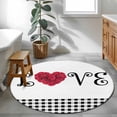 thumbnail image 3 of Small Round Rug 3Ft Washable Non-Slip, Valentine's Day Circle Area Rugs for Living Room Bedroom, LOVE Romantic Red Roses Black Buffalo Plaid Indoor Floor Mats Carpet Runner for Home Decor, 3 of 8