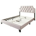 thumbnail image 5 of Home Design Mexico King Tufted Upholstered Platform Bed with Scooped Headboard and Padded Surface, Pink, Easy Assembly, 5 of 6