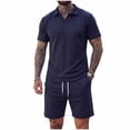 thumbnail image 3 of PIWHJQK 2 Piece Set Men Short Sleeve Shorts Workout Set Men's Solid Short Sleeve Elastic Waist Shorts 2 Piece Set Men Outfit Sets, 3 of 8