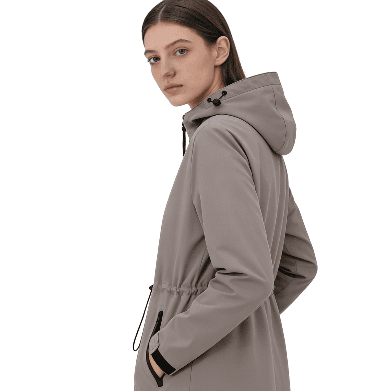 PUFFIT Waterproof Jacket Oversized Hoodie Coat Zip Rain Jacket with Adjustable Waist, Hood & Cuffs, Jacket Outerwear with Large Pocket for Daily Wear