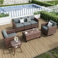 thumbnail image 3 of ELPOSUN 7-Piece Wicker Patio Furniture Set, Rattan Sectional Sofa, Storage Table, Swivel Chairs, Waterproof Covers, 3 of 11