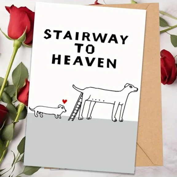 Stairway to Heaven Dog Memorial Card – Heartwarming Sympathy Card for Pet Loss – Blank Inside, Includes Envelope – Perfect for Dog Lovers, Friends, and Family