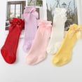 thumbnail image 2 of Dalrosia Baby Girls Knee High Socks Bow Tube Ruffled Knit Cotton Long Stockings for Infants and Toddlers 5 Pairs, 2 of 7