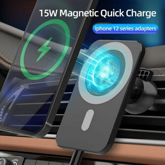 FungLam Fast Charger Car Wireless , Stronger Magnetic Phone Mount Holder for iPhone 12 Pro MAX Mini Se, Reusable 15W Fast Charging Wireless charger