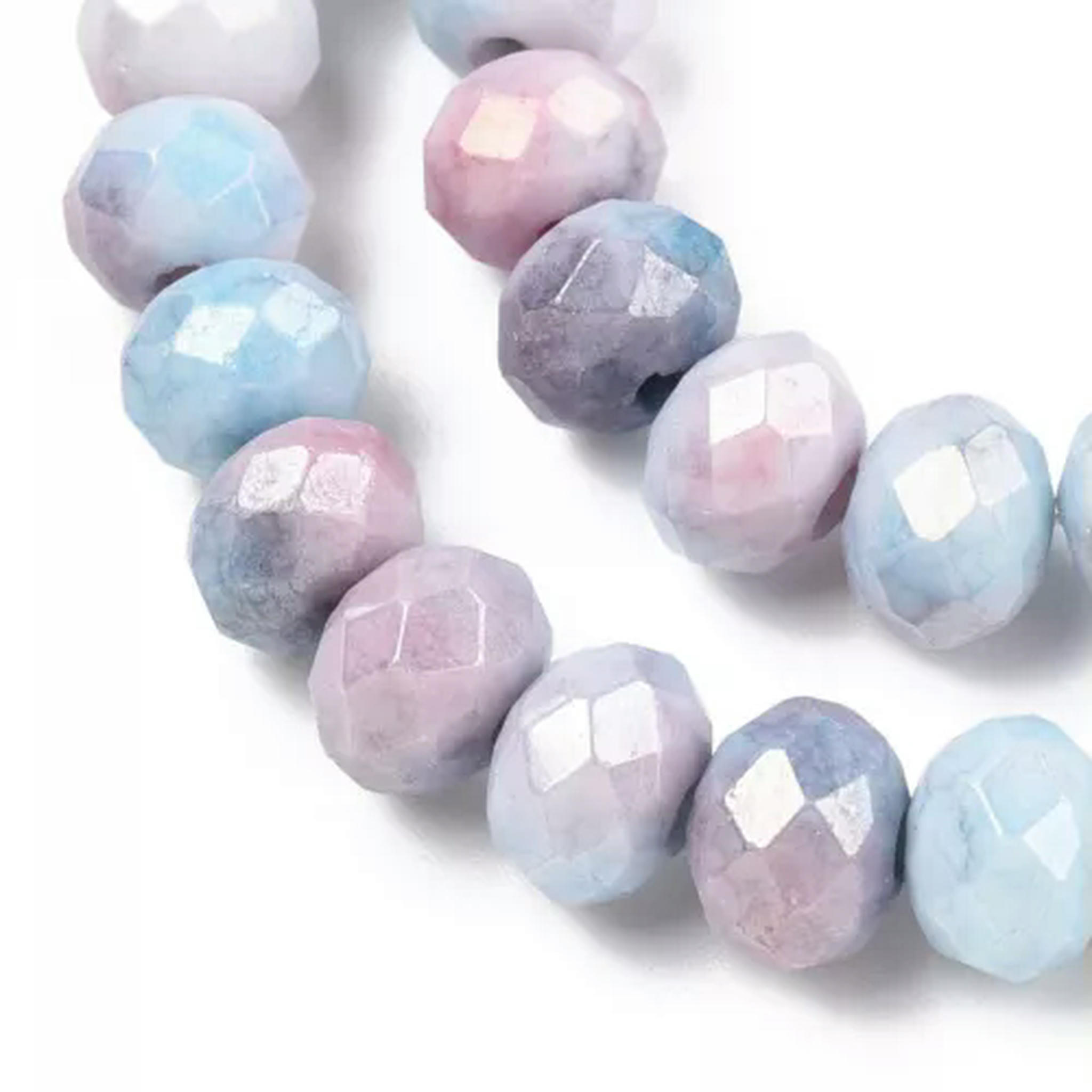 EOEMY 10Strand Abacus Faceted Electroplated Ab Color Glass Beads Strands 8~8.5X6~6.5mm-Cornflower Blue