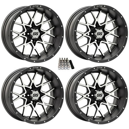 GTW Vortex 2 12" Golf Cart Wheels/Rims Gray/Machined E-Z-GO & Club Car