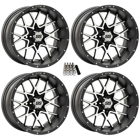 GTW Vortex 2 12" Golf Cart Wheels/Rims Gray/Machined E-Z-GO & Club Car