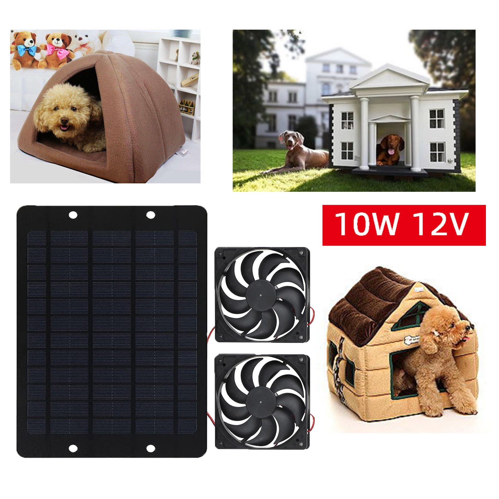 Tuphregyow Solar Panel Fan Kit,Waterproof Solar Powered Dual Fan,10W 12V Solar Exhaust Fan,Cooling Ventilation Projects for Chicken Coop, Greenhouse, Dog House, Shed, Pet Houses, Window Exhaust