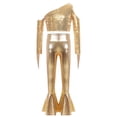 thumbnail image 3 of Haitryli Metallic 70S Disco Vintage Hippie Outfits Kids Girl Sequins Crop Top and Bell Bottom Pants Jazz Stage Dancewear Gold 6, 3 of 7