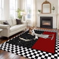 thumbnail image 2 of 5x7 Area Rugs for Living Room, Red Black Chef Non Slip Area Rugs for Kitchen Bedroom Entryway, Cartoon Cute Watercolor Cooking Checkered Washable Carpet Runner Rug Floor Mats for Bedroom Home Decor, 2 of 8