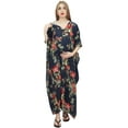 thumbnail image 3 of Bimba Moms Navy Blue Floral Printed Kaftan With Belt Maternity Maxi Dress-4, 3 of 6