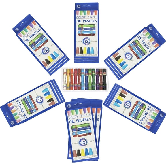 Color Swell Bulk 18 Packs - 12 Oil Pastels per Pack (216 Total) with Round Tips