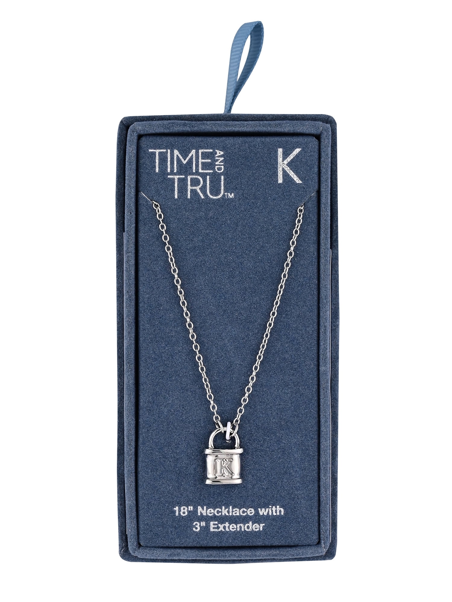 Time and Tru Silvertone Padlock Initial "K" Necklace