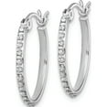 thumbnail image 2 of Sterling Silver Platinum-Plated Diamond Mystique Round Hoop Earrings (20 X 20) Made In United States qdf155, 2 of 5