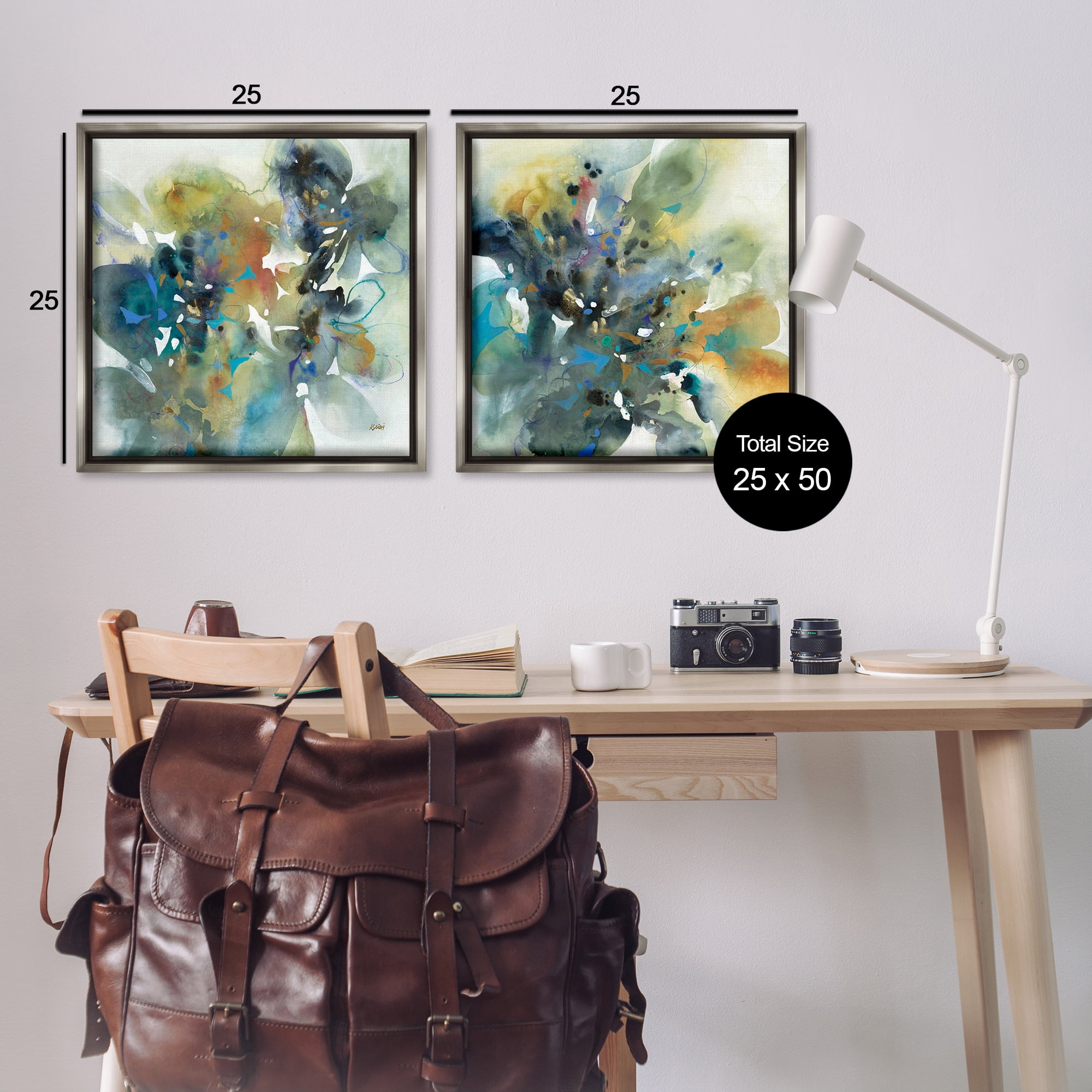 Stupell Industries Layered Faded Abstracts Abstract Painting Gray Floater Framed Canvas Art Print Wall Art, 25 x 25, Set of 2