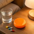 thumbnail image 6 of Round Pill Organizer Orange Plastic 7 Compartment Portable for Daily Travel and Purse, 6 of 7
