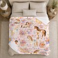 thumbnail image 5 of Whimsical Watercolor Horse Floral Bouquet Collage, Rustic Farmhouse Horse Scene, Warm Flannel Blanket for Ranch House and Living Room, Horse Lovers Valentine's Day Gift, Rustic Home Decor, 5 of 9