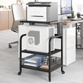 thumbnail image 4 of Printer Stand with Storage Shelf Printer Cart Large Printer Table with USB Charging Ports and Power Outlets 3 Tier Mobile Office Printer Stand with Wheels Printer Tables for Small Spaces Black, 4 of 6