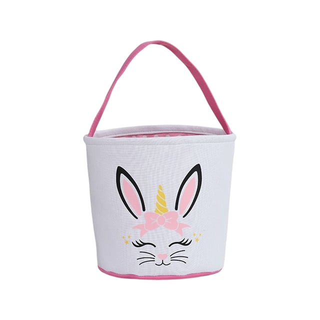 Ounissouiy Bolsa de conejito, gran capacidad, resistente al desgaste, conveniencia, regalo, cubos de vacaciones, suministros para niños, bolsas Almacenamiento y organización del hogar Unicornio rosa