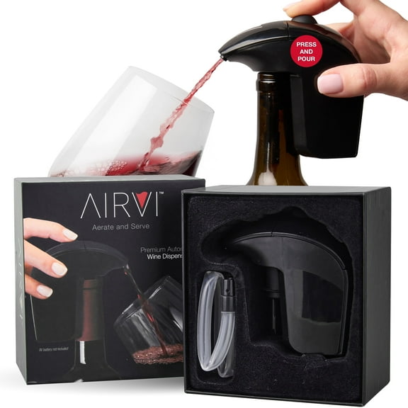 AirVi Automatic Wine Dispenser - Electric Aerator Pourer Spout and Decanter, Hands-Free, No-Spill, No-Drip – Enhances Aroma and Flavor – Premium Gifts, Accessories for Wine Lovers, Drinkers
