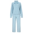 thumbnail image 6 of Tthxqing Women Outfits Sets Trendy 2 Piece Half Zip Sweatshirts with Pocket Baggy Wide Leg Pants Causal Loose Travel Lounge Tracksuit Sets Blue XXL, 6 of 8