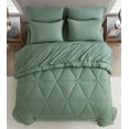thumbnail image 2 of Chezmoi Collection Jasper Sage Green Oversized King Bed in a Bag 7-Pieces Triangle Geometric Quilted Stone Washed Microfiber Comforter with Sheets Lightweight All Season Bedding Set, 2 of 9