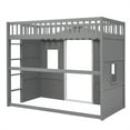 thumbnail image 2 of Triple Tree Twin Size House Loft Bed with Safety Guardrails, Gray/White, 2 of 7