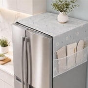 Xlulu Refrigerator Dust Cover Top with Storage Pockets, Multifunctional Waterproof Fridge Cover, Decorative Appliance Shield, Cloth Accessories for Kitchen Appliances, Dishwashers, and Microwaves