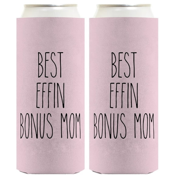 Adoptive Mom Gifts For Women Best Effin Bon-s Ever 2-Pack Ultra Slim Can Thermocoolers