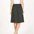 thumbnail image 6 of Mrat Aline Skirts for Women Women Midi Skirt with Pockets Below the Knee Length Ruched Waisted Flowy Midi Skirt Linen Skirt S-100 Gray M, 6 of 6