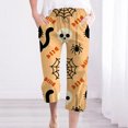 thumbnail image 2 of Bovemsi Capri Pants for Women Pumpkin Print Halloween Wide Leg Pajama Pants Fashion Outfits Clothes M Multicolor, 2 of 4