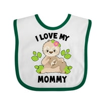 Inktastic Cute Sloth I Love My Mommy with Green Leaves Boys or Girls Baby Bib