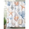 thumbnail image 2 of Coastal Shower Curtain Set, Waterproof Shower Curtains for Bathroom, Ocean Starfish Coral Shell Conch Aesthetics Blue Washable Fabric Cloth Bath Curtain for Bathtub Decoration with Hooks 72x78 Inches, 2 of 6