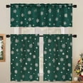 thumbnail image 4 of Snowflake Foil Print Tier Curtains - 36 Inch Length, Rod Pocket Green Christmas Curtains for Kitchen, 26" W x 36" L, 2 Panels, 4 of 7