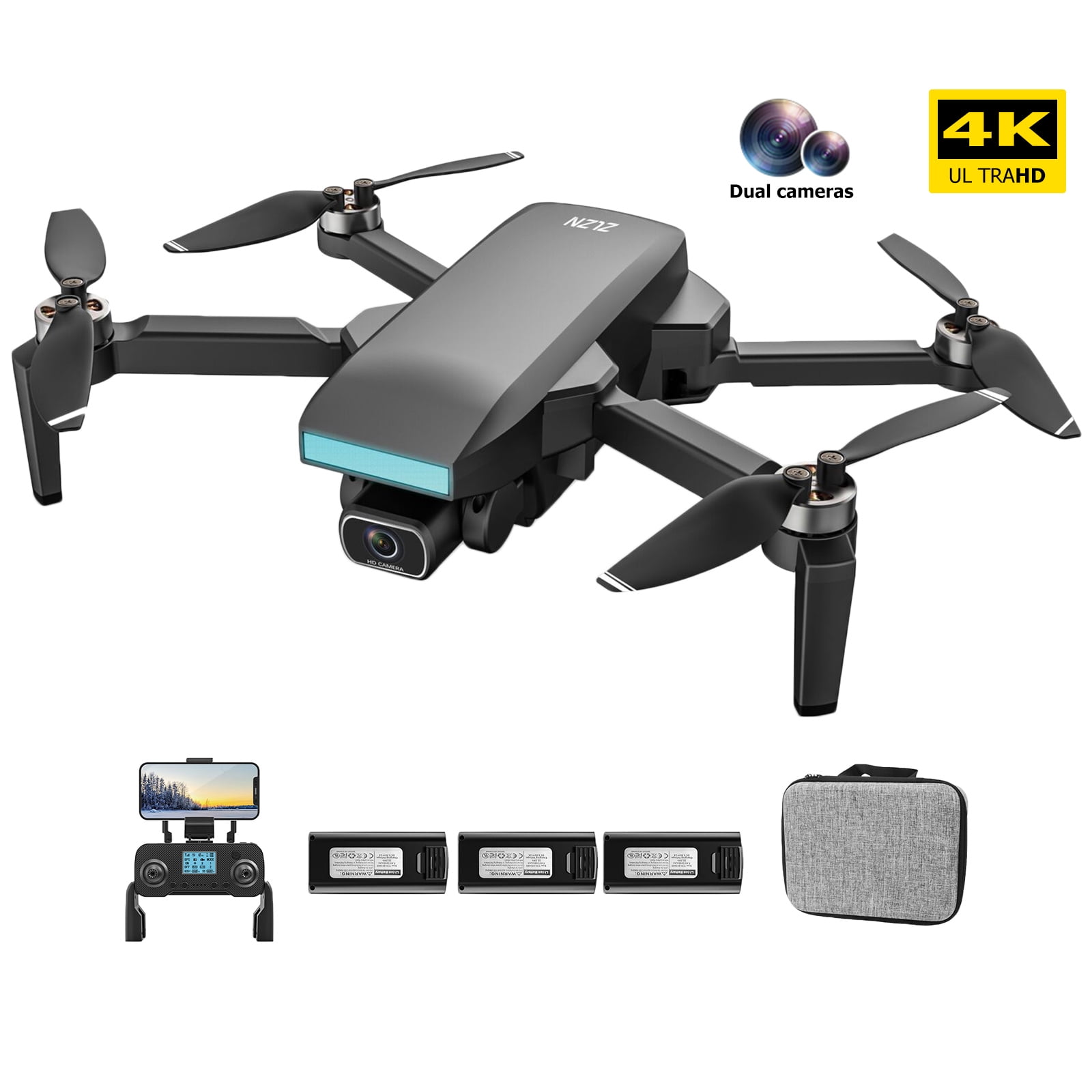 Villain skjold Dokument Folding Drone with Dual 4K HD Camera for Adults, 5G FPV RC Quadcopters,  Brushless Motor, Easy Auto Return Home, GPS Smart Follow RC Drone -  Walmart.com