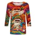 thumbnail image 4 of AGWOLF Ugly Christmas Sweatshirts for Women 3D Digital Santa Claus Plus Size Pullover Crew Neck 3/4 Sleeve Xmas Tops Funny Holiday Festival Shirts, 4 of 5