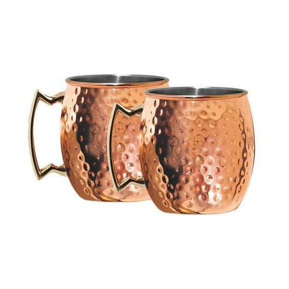 Hammered Moscow Mule Mug Gold Solid Copper (Set of 2)