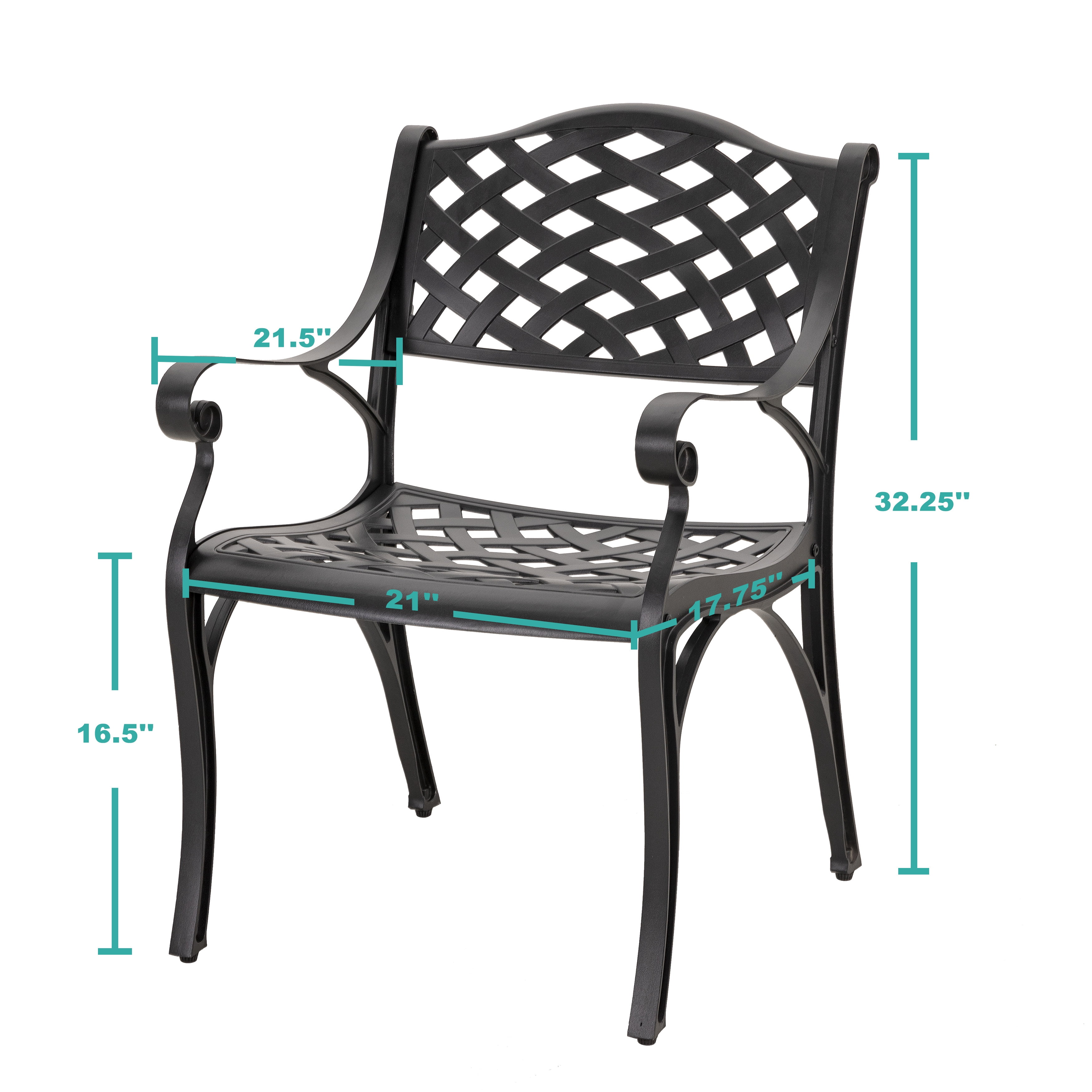 Nuu Garden 2 Piece Bistro and Dining Chairs Set, Aluminum Outdoor Indoor Patio Chairs with Arms for Garden, Backyard, Porch, Black with Gold Speckles