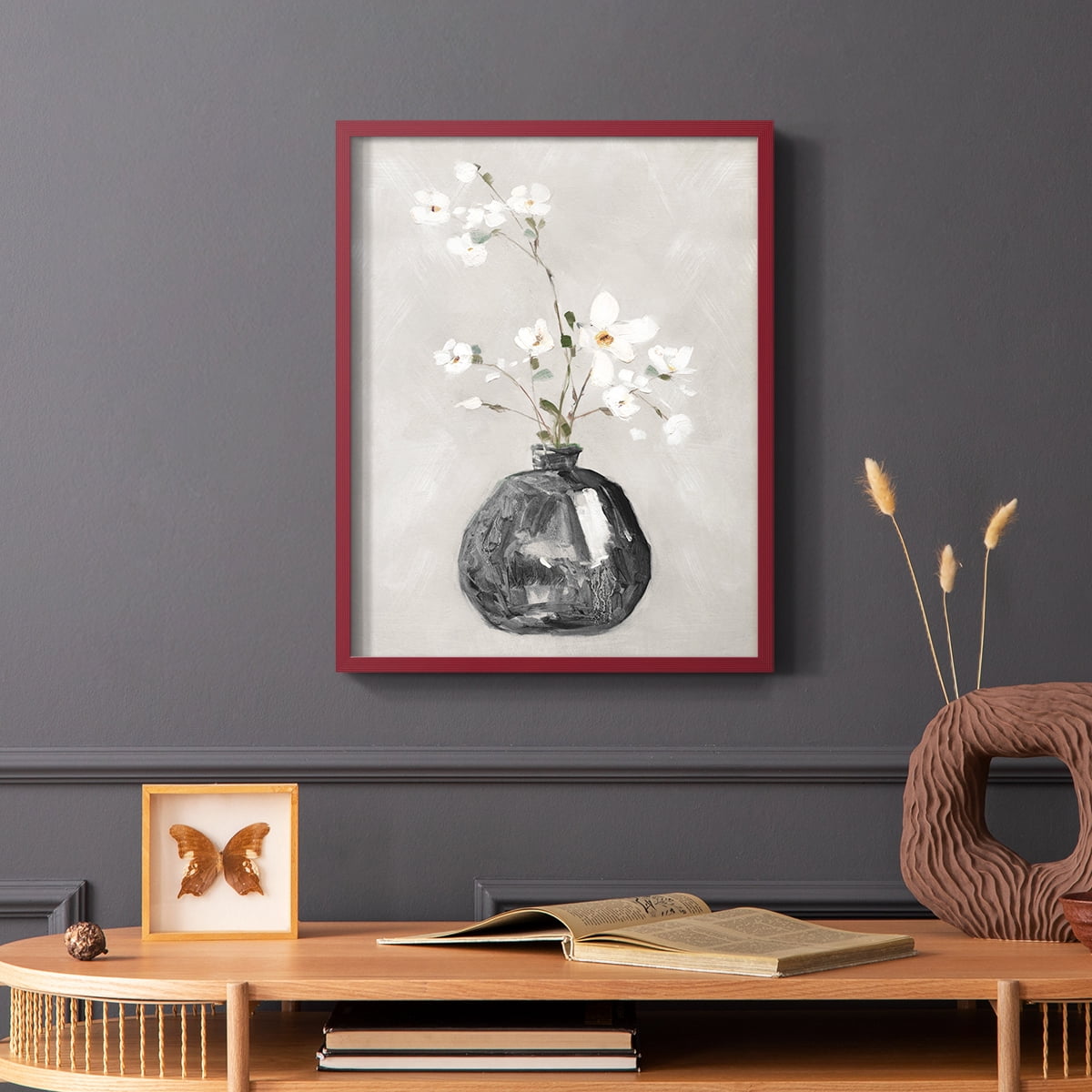 Cottage Spring II Framed Print in Red Solid Wood Framed Print No Nail Hanging