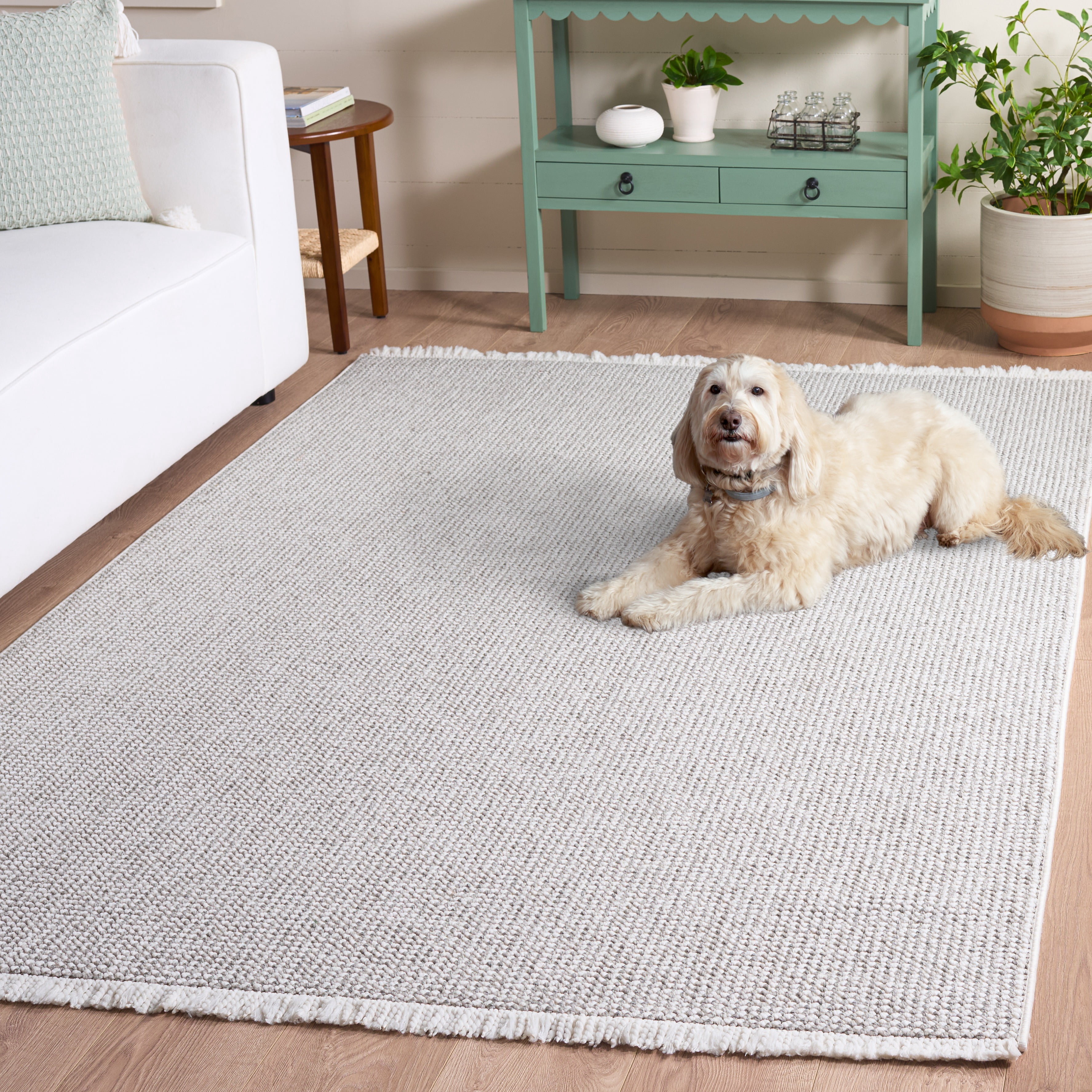 Safavieh Lotus Leila Solid Area Rug, Light Gray/Ivory, 5'3" x 7'6"