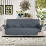 Sanmadrola 100% Waterproof Sofa Cover Non Slip Couch Cover Machine Washable Slipcover Leakproof Furniture Protector for Dogs Kids Pets, Dark Gray, Oversized Sofa