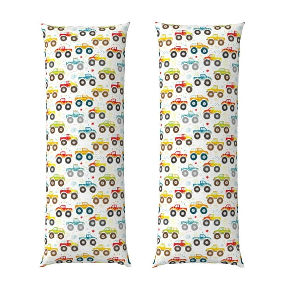 Bingfone Body Pillow Cover Long Pillow Case with Zipper Decorative Bedding Pillowcase 20"x54" Soft Cushion Pillow Case for Bedroom-Cartoon Monster Trucks